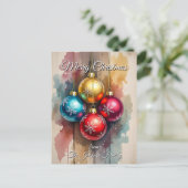 Waterverf Splatter Glossy Ornamenten Kerst Feestdagenkaart (Staand voorkant)