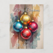 Waterverf Splatter Glossy Ornamenten Kerst Feestdagenkaart (Voorkant)