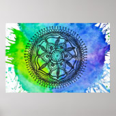 Waterverf Splatter Mandala Poster. Poster (Voorkant)
