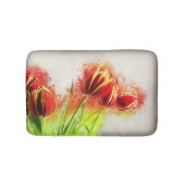 Waterverf Splatter Red Yellow Tulips Floral Badmat (Voorkant)