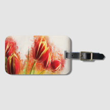 Waterverf Splatter Red Yellow Tulips Floral