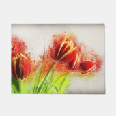 Waterverf Splatter Red Yellow Tulips Floral Deurmat (Voorkant)
