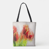 Waterverf Splatter Red Yellow Tulips Floral Tote Bag (Achterkant)