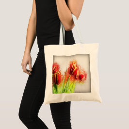 Waterverf Splatter Red Yellow Tulips Floral Tote Bag