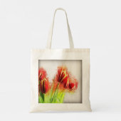 Waterverf Splatter Red Yellow Tulips Floral Tote Bag (Achterkant)