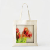 Waterverf Splatter Red Yellow Tulips Floral Tote Bag (Voorkant)