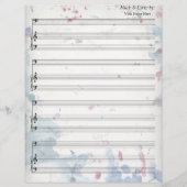 Waterverf Spletters Blank Blad Muziek Bass Clef (Voorkant)