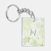Waterverf Spletters Groen en Sage Sleutelhanger (Voorkant Links)