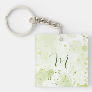 Waterverf Spletters Groen en Sage Sleutelhanger