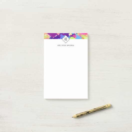 Waterverf Spletters Kleurrijk Abstract Paars Post-it® Notes (Op bureau)