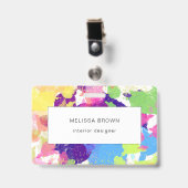 Waterverf Spletters kleurrijke Abstracte moderne Badge (Voorzijde met clip)