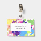 Waterverf Spletters kleurrijke Abstracte moderne Badge (Achterkant met clip)