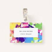 Waterverf Spletters kleurrijke Abstracte moderne Badge (Achterkant met clip)