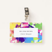 Waterverf Spletters kleurrijke Abstracte moderne Badge (Voorkant met clip)