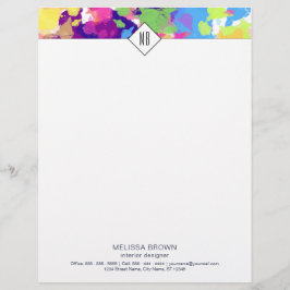 Waterverf Spletters kleurrijke Abstracte moderne Briefhoofd
