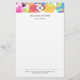 Waterverf Spletters kleurrijke Abstracte moderne Briefpapier