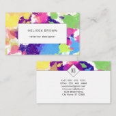 Waterverf Spletters kleurrijke Abstracte moderne Visitekaartje (Voorkant / Achterkant)