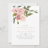 Waterverf spoel Blush roze Engagement Party Kaart (Voorkant)