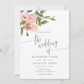 Waterverf spoeling Blush Roze bruiloft uitnodigen Kaart (Voorkant)