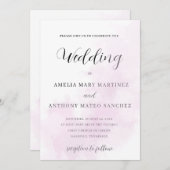 Waterverf Spoelroze de bruiloft van uitnodiging (Voorkant / Achterkant)