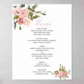 Waterverf spoelroze roze rozen bruiloft menu poster (Voorkant)
