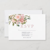 Waterverf spoelroze rozen bruiloft RSVP (Voorkant)