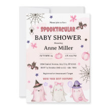 Waterverf spook Halloween baby shower uitnodiging