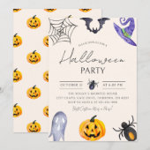 Waterverf Spooky Fun Halloween Party Kaart (Voorkant / Achterkant)