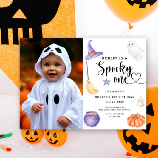 Waterverf Spooky One Halloween 1st Birthday Kaart