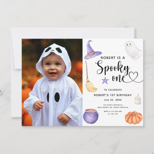 Waterverf Spooky One Halloween 1st Birthday Kaart (Voorkant)