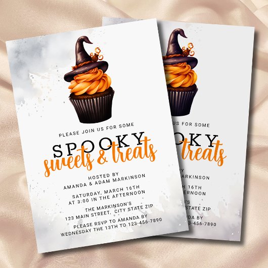 Waterverf Spooky Sweets & Treats Halloween Party Kaart