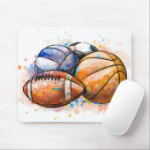 Waterverf Sport Balls Muismat (Met muis)