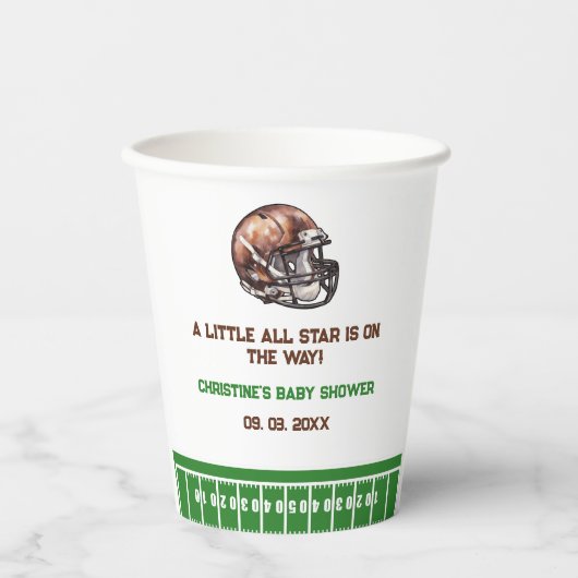 Waterverf Sport Football Baby shower Papieren Bekers (Voorkant)