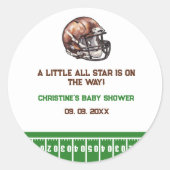 Waterverf Sport Football Baby shower Ronde Sticker (Voorkant)