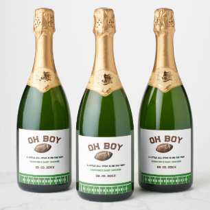 Waterverf Sport Football Baby shower Sparkling Wijnetiket
