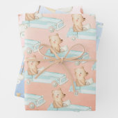 Waterverf sportauto's met piglet en Beer Inpakpapier Vel (In situ)