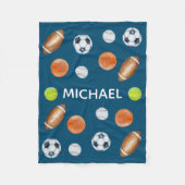 Waterverf Sportbalnaam Monogram Alle sterren Fleece Deken (Voorkant)