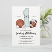 Waterverf sporten "Born to Ball" 1e verjaardag Kaart (Staand voorkant)