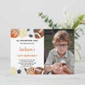 Waterverf Sportverjaardagsuitnodiging met Foto Kaart (Staand voorkant)