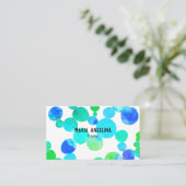 Waterverf Spots en Stippen Blauw Groen Visitekaartje (Staand voorkant)