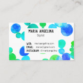 Waterverf Spots en Stippen Blauw Groen Visitekaartje (Achterkant)