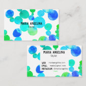 Waterverf Spots en Stippen Blauw Groen Visitekaartje (Voorkant / Achterkant)