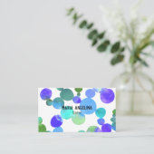 Waterverf Spots en Stippen Blauw Paars Groen Visitekaartje (Staand voorkant)