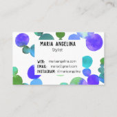 Waterverf Spots en Stippen Blauw Paars Groen Visitekaartje (Achterkant)