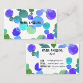 Waterverf Spots en Stippen Blauw Paars Groen Visitekaartje (Voorkant / Achterkant)