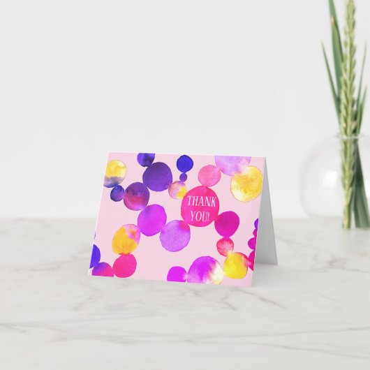 Waterverf Spots en Stippen Dank u dat u IT AANGEPA Bedankkaart (Voorkant)
