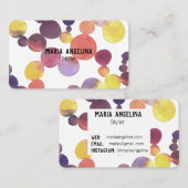 Waterverf Spots en Stippen Dusty Paars Bubbles Visitekaartje (Voorkant / Achterkant)