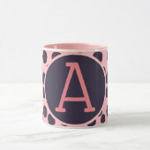 Waterverf Spots roze op roze met monogram Mok (Midden)