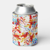 Waterverf spots wit achtergrondpatroon blikjeskoeler (Blikje Voorkant)