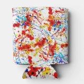 Waterverf spots wit achtergrondpatroon blikjeskoeler (Achterkant)